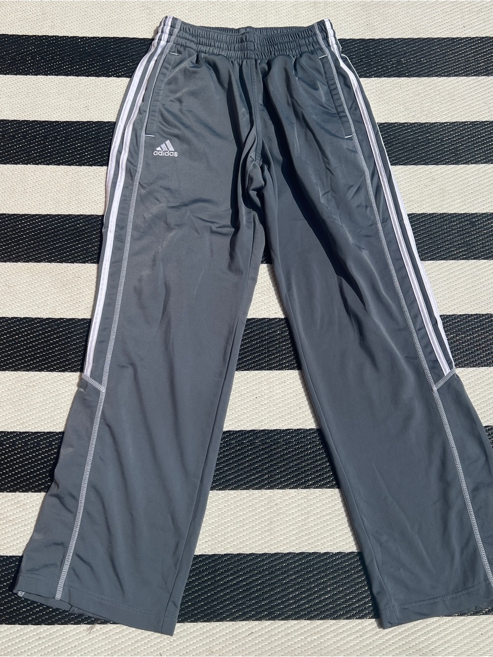 adidas Gray Track Pants with White Stripes